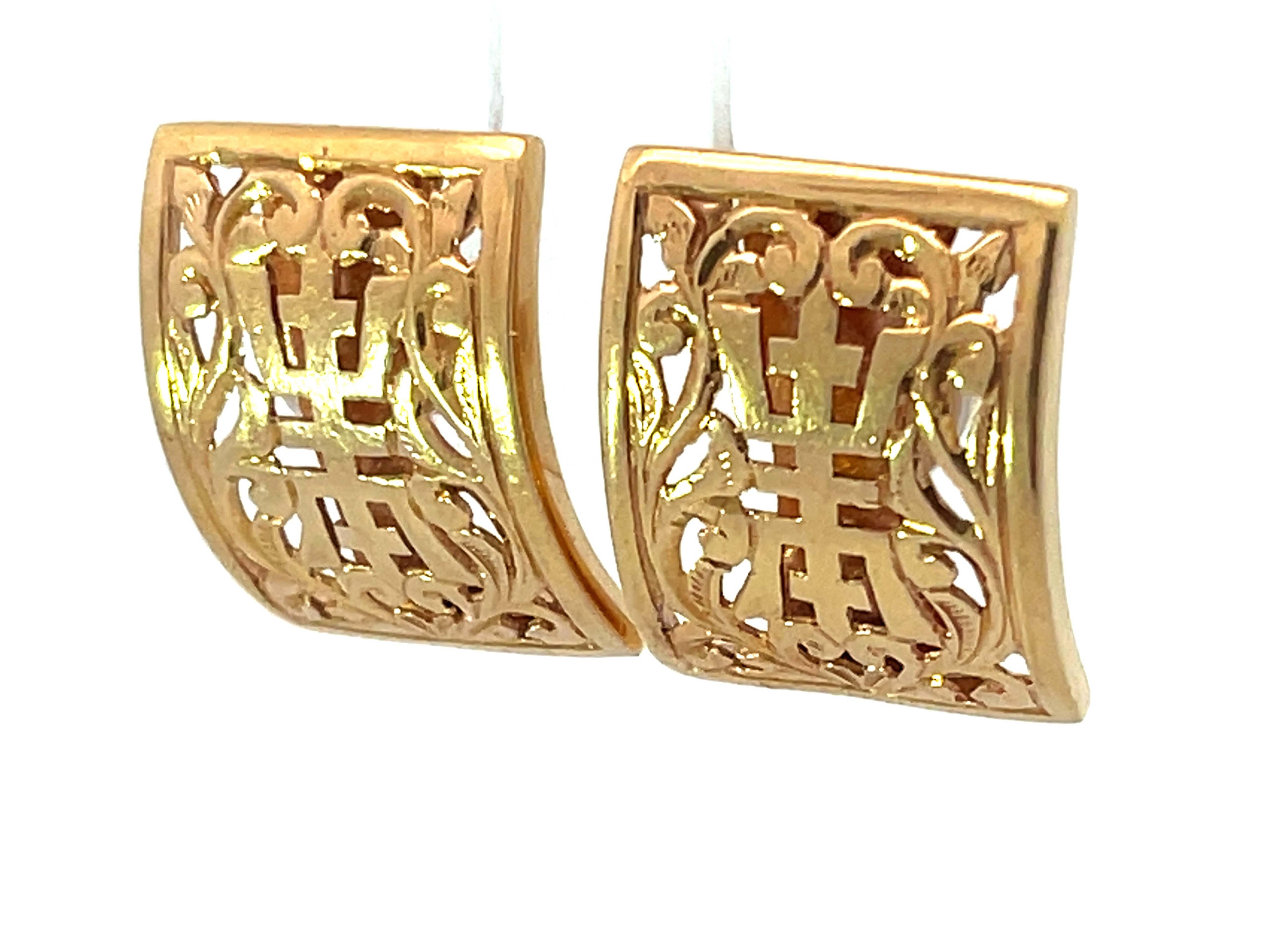 14k gold rectangle earrings