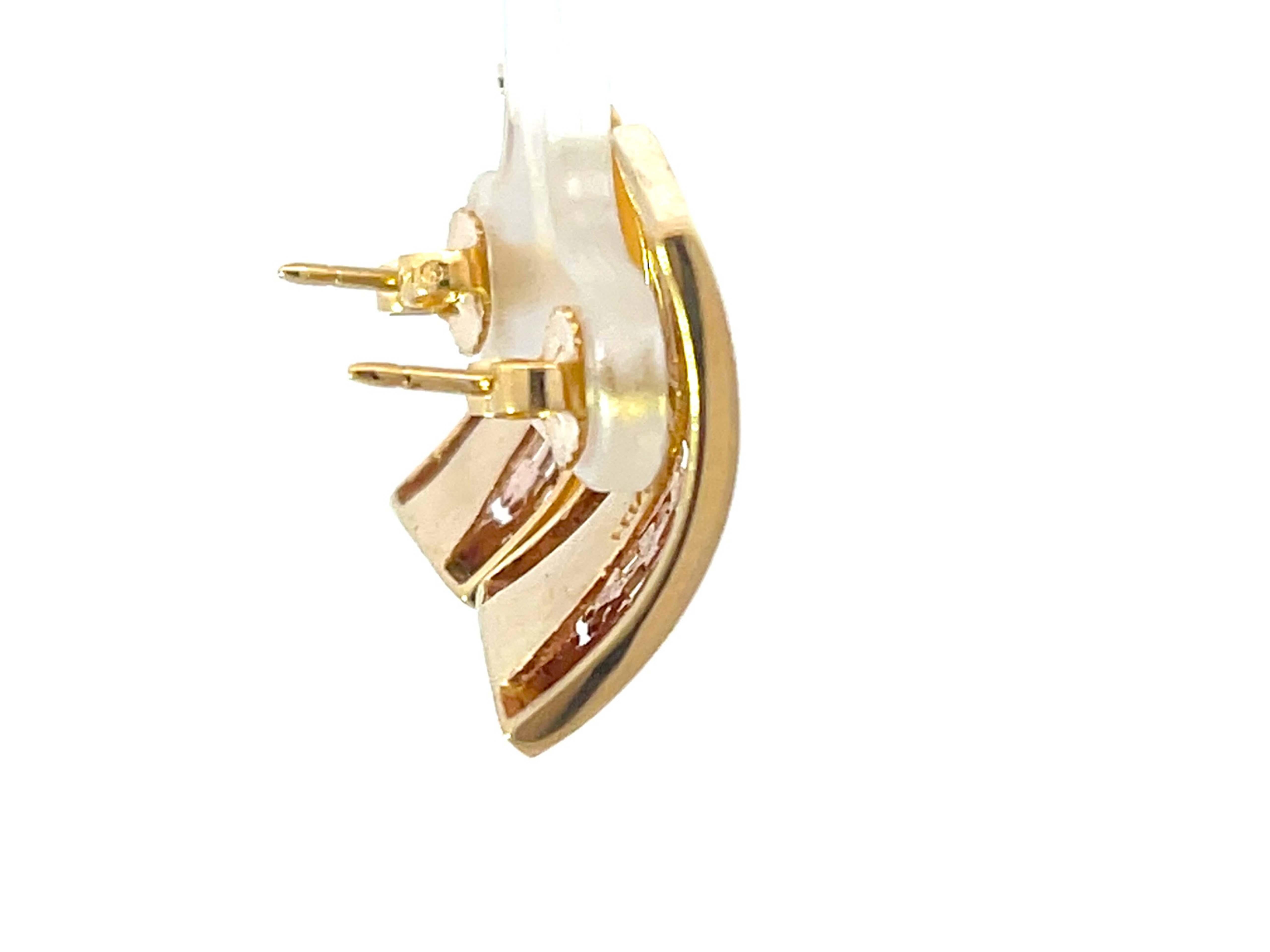 Modern Mings Hawaii Pierced Longevity Rectangle Earrings in 14Karat Yellow Gold For Sale