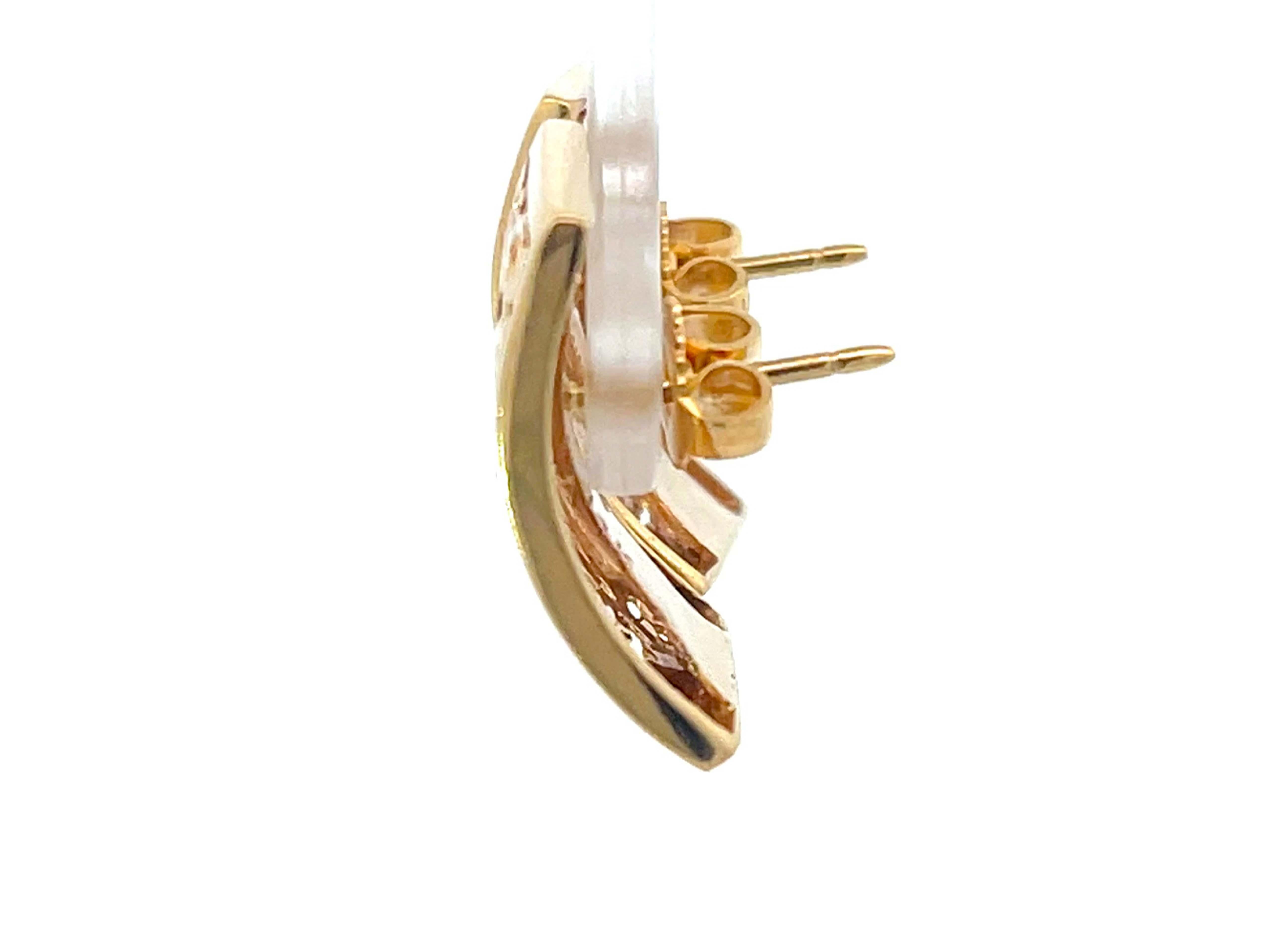 Modern Mings Hawaii Pierced Longevity Rectangle Earrings in 14Karat Yellow Gold For Sale