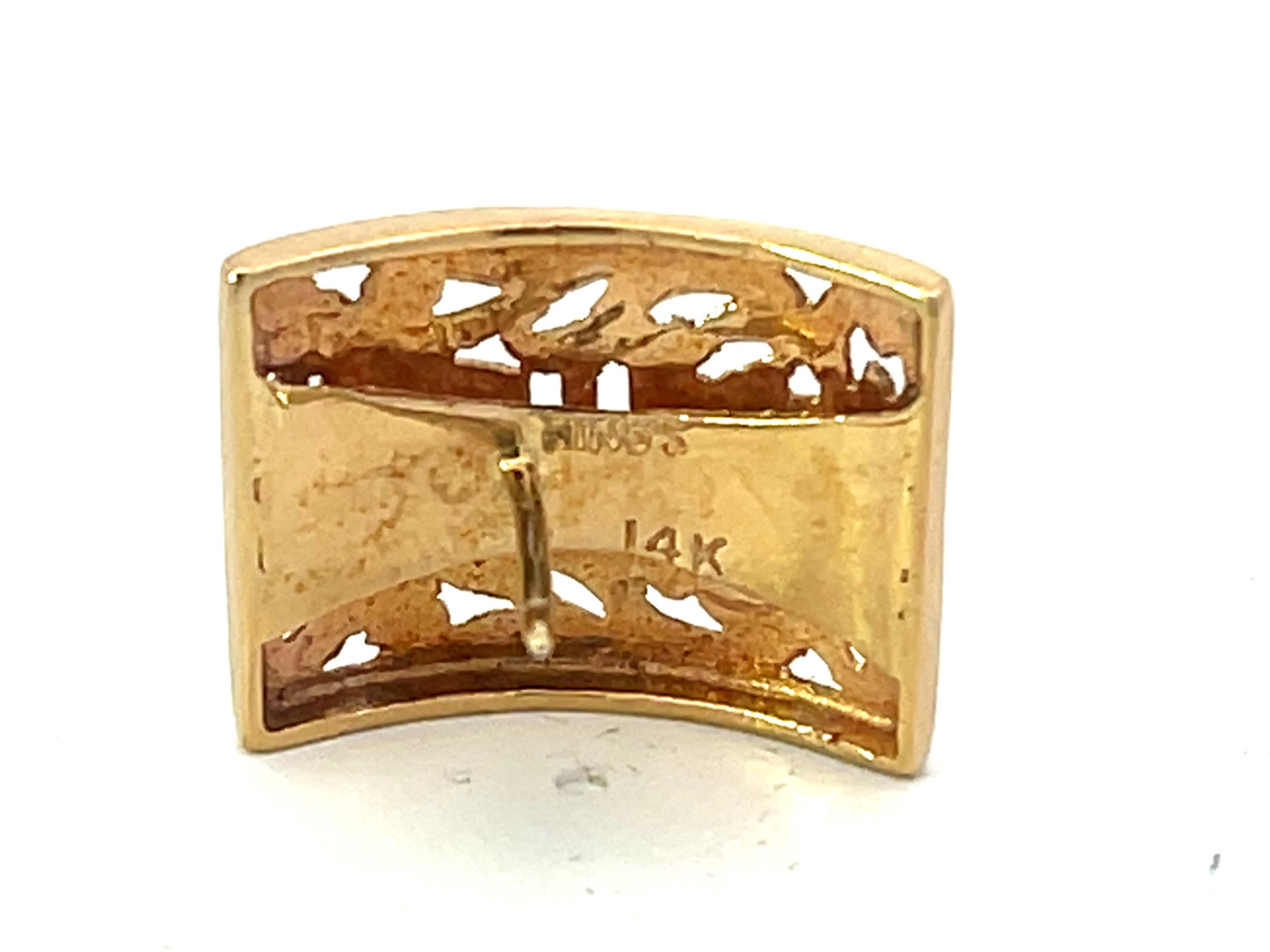Mings Hawaii Pierced Longevity Rectangle Earrings in 14Karat Yellow Gold For Sale 1
