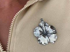 Mings Hawaii Hibiscus Brooch in Sterling Silver