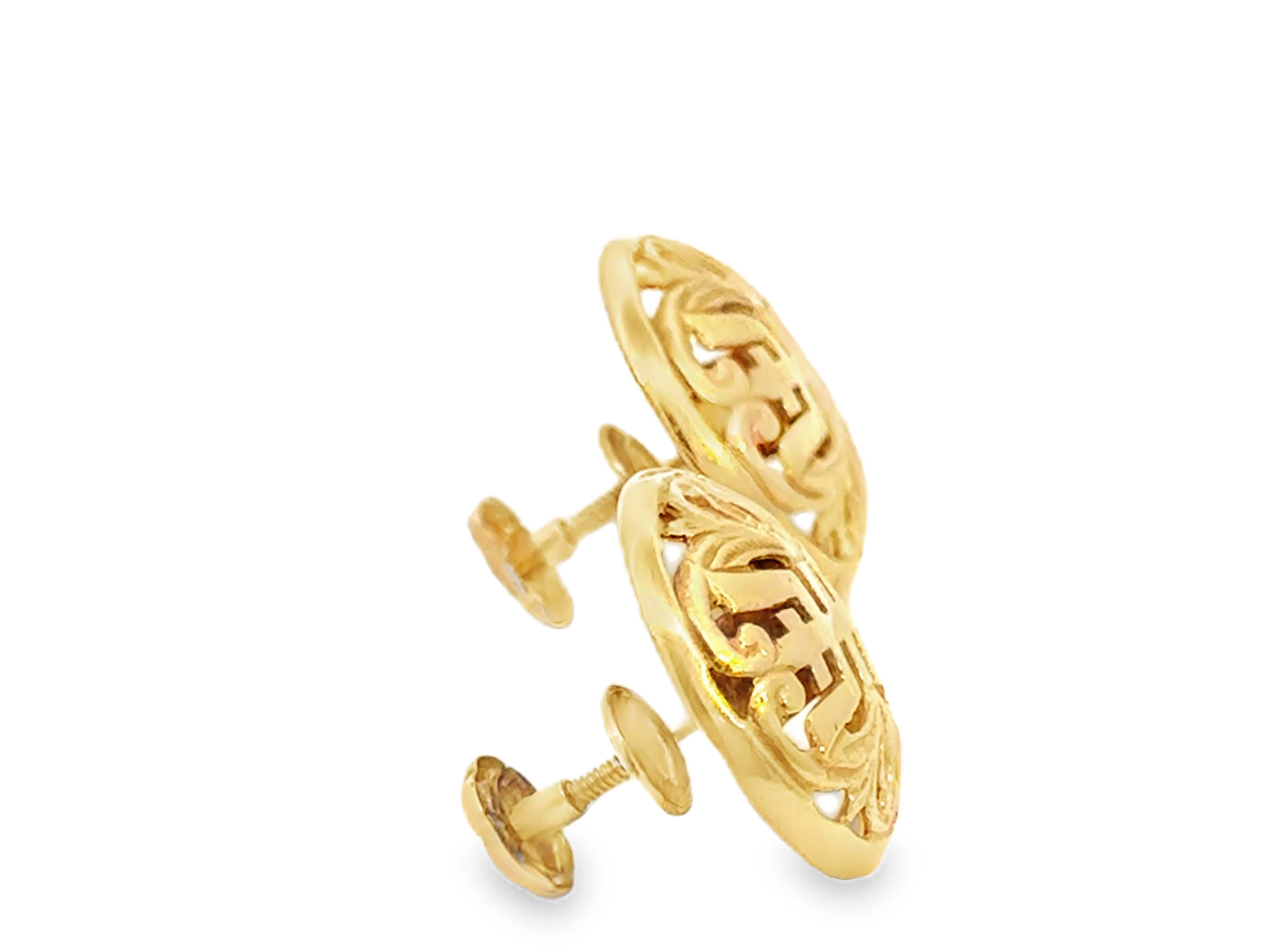 Ming Ming Hawaii - Boucles d'oreilles à pince en or jaune 14k - Longévité ronde Pour femmes en vente