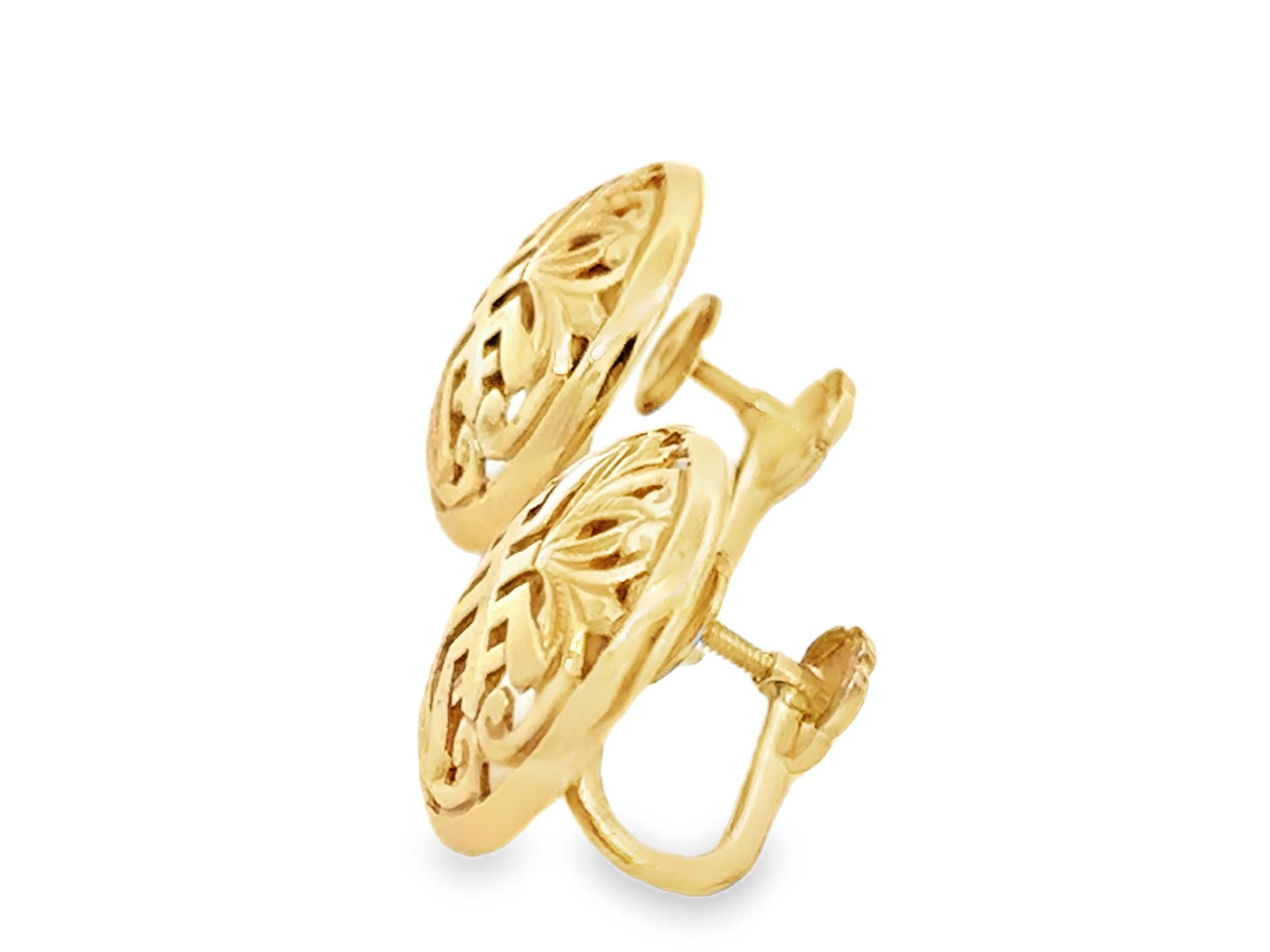 Ming Ming Hawaii - Boucles d'oreilles à pince en or jaune 14k - Longévité ronde en vente 1