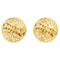 Ming's Hawaii Round Longevity Clip on Earrings 14k Yellow Gold