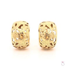 Ming's Hawaii Two Birds on a Plum Huggie Earrings in 14 Karat Yellow Gold