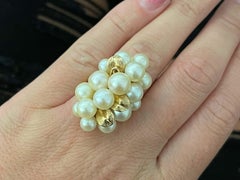 Mings Large Akoya Pearl Leaf Ring in 14k Yellow Gold