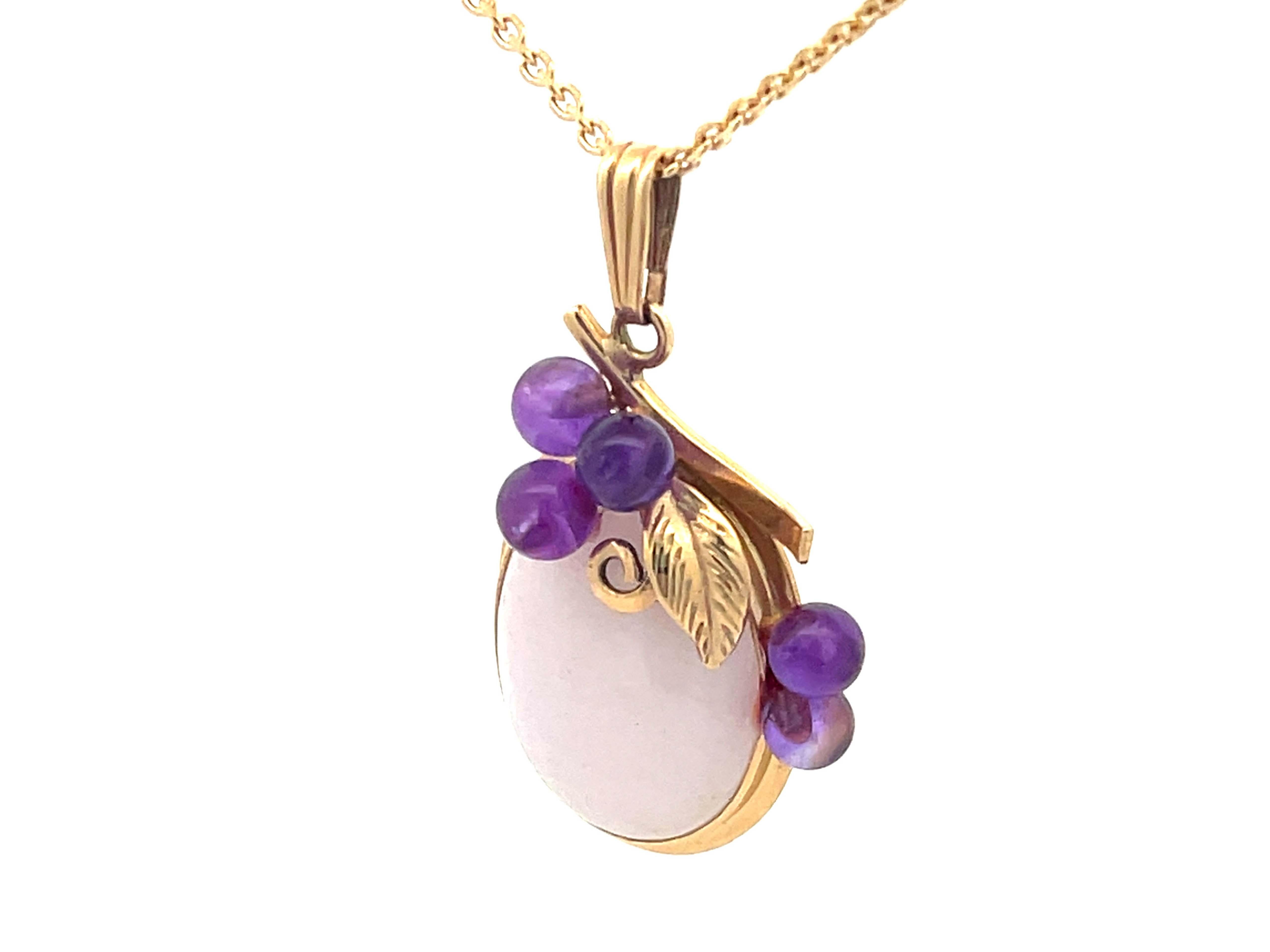 Women's Mings Lavender Jade and Purple Amethyst Necklace in 14k Yellow Gold For Sale
