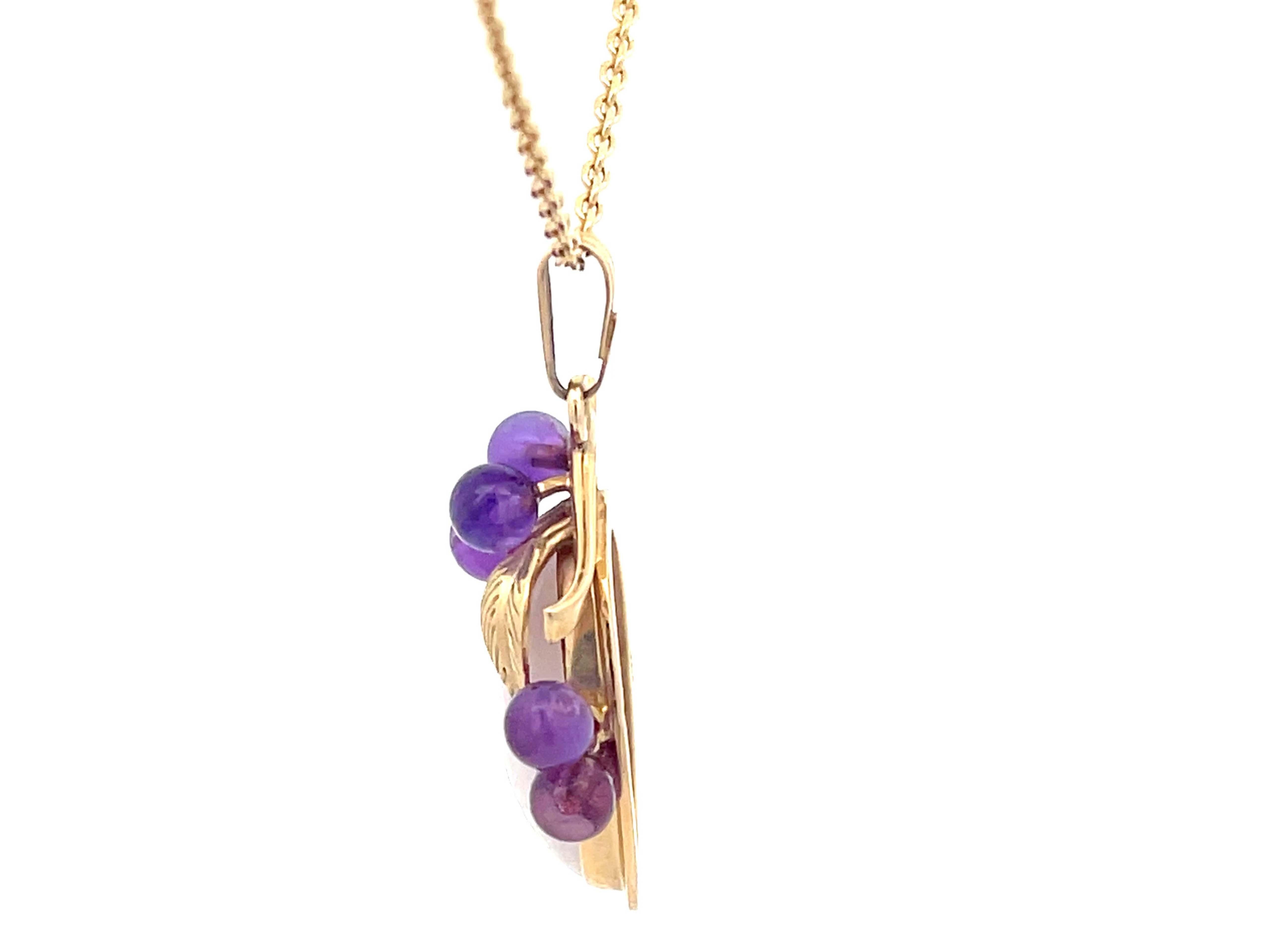 Mings Lavender Jade and Purple Amethyst Necklace in 14k Yellow Gold For Sale 2