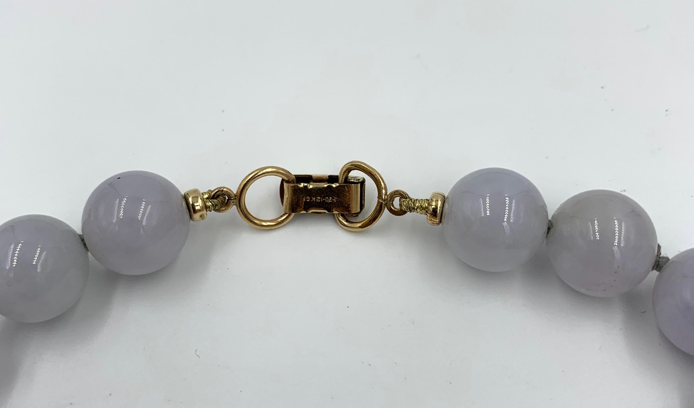 Mings Lavender Jade Earrings Bangle Bracelet Necklace 14 Karat Gold Suite Parure 3
