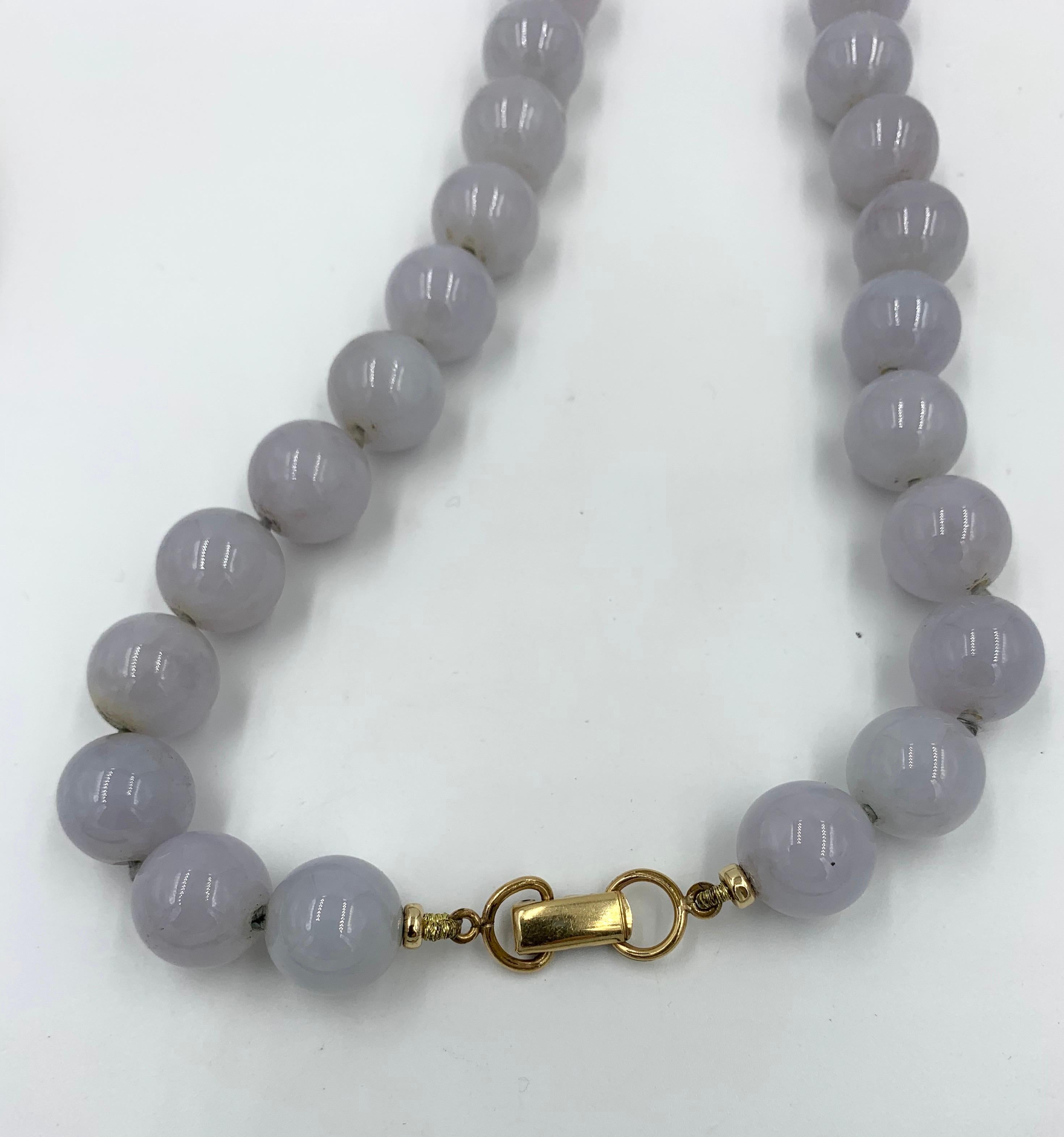 Mings Lavender Jade Earrings Bangle Bracelet Necklace 14 Karat Gold Suite Parure 4