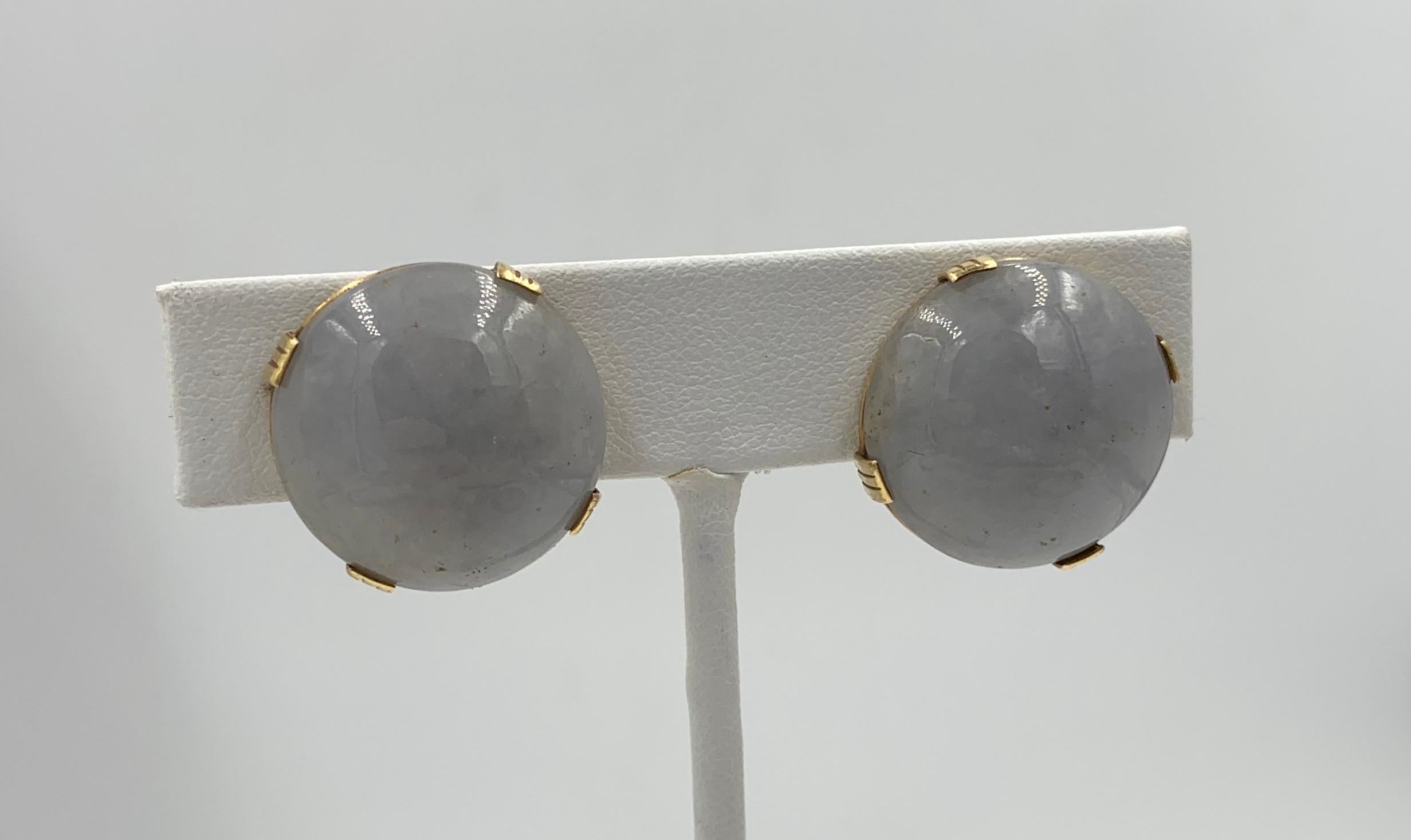 Contemporary Mings Lavender Jade Earrings Bangle Bracelet Necklace 14 Karat Gold Suite Parure