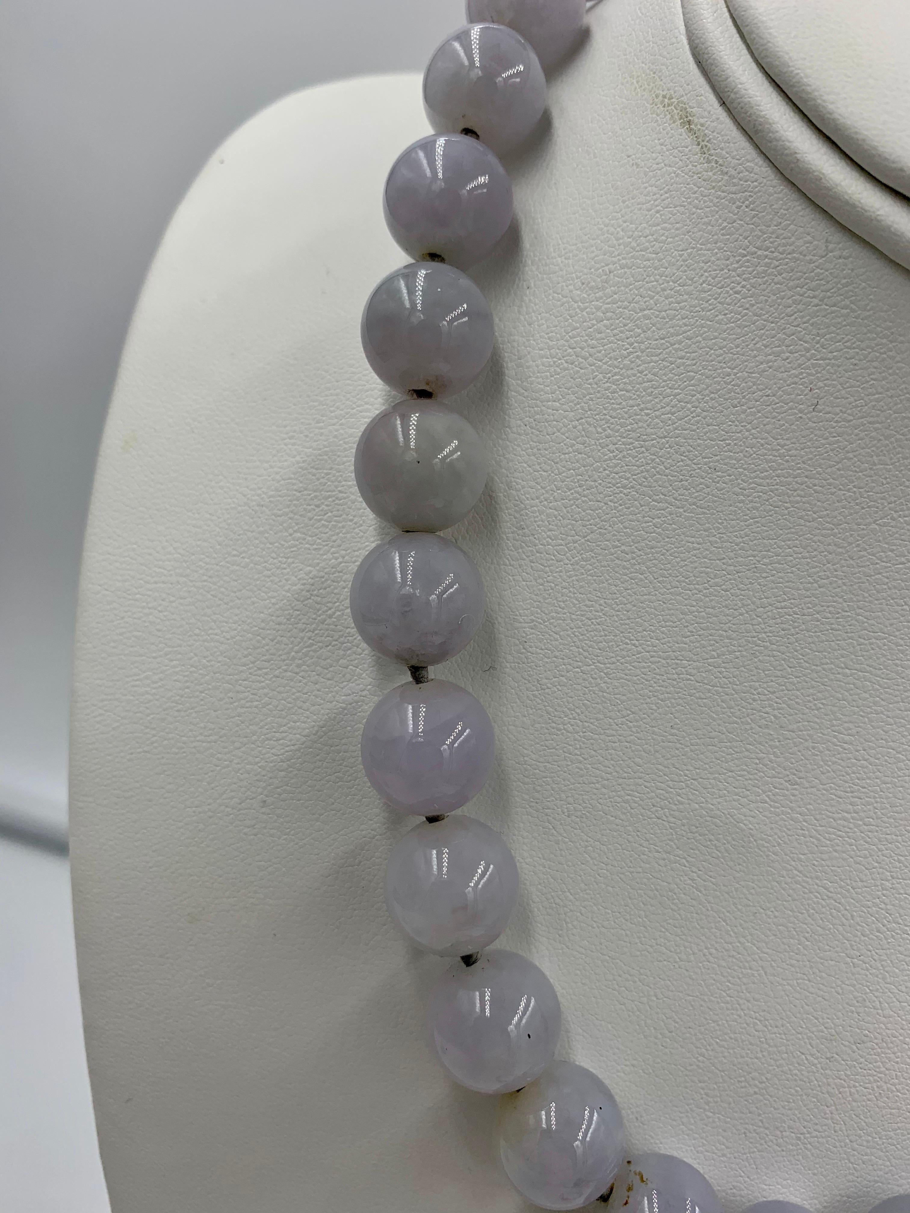 Round Cut Mings Lavender Jade Earrings Bangle Bracelet Necklace 14 Karat Gold Suite Parure