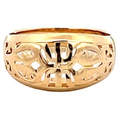 Vintage Mings Longevity Cutout Ring in 14k Yellow Gold