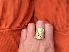 Mings Longevity Large Rectangular Ring 14k Yellow Gold