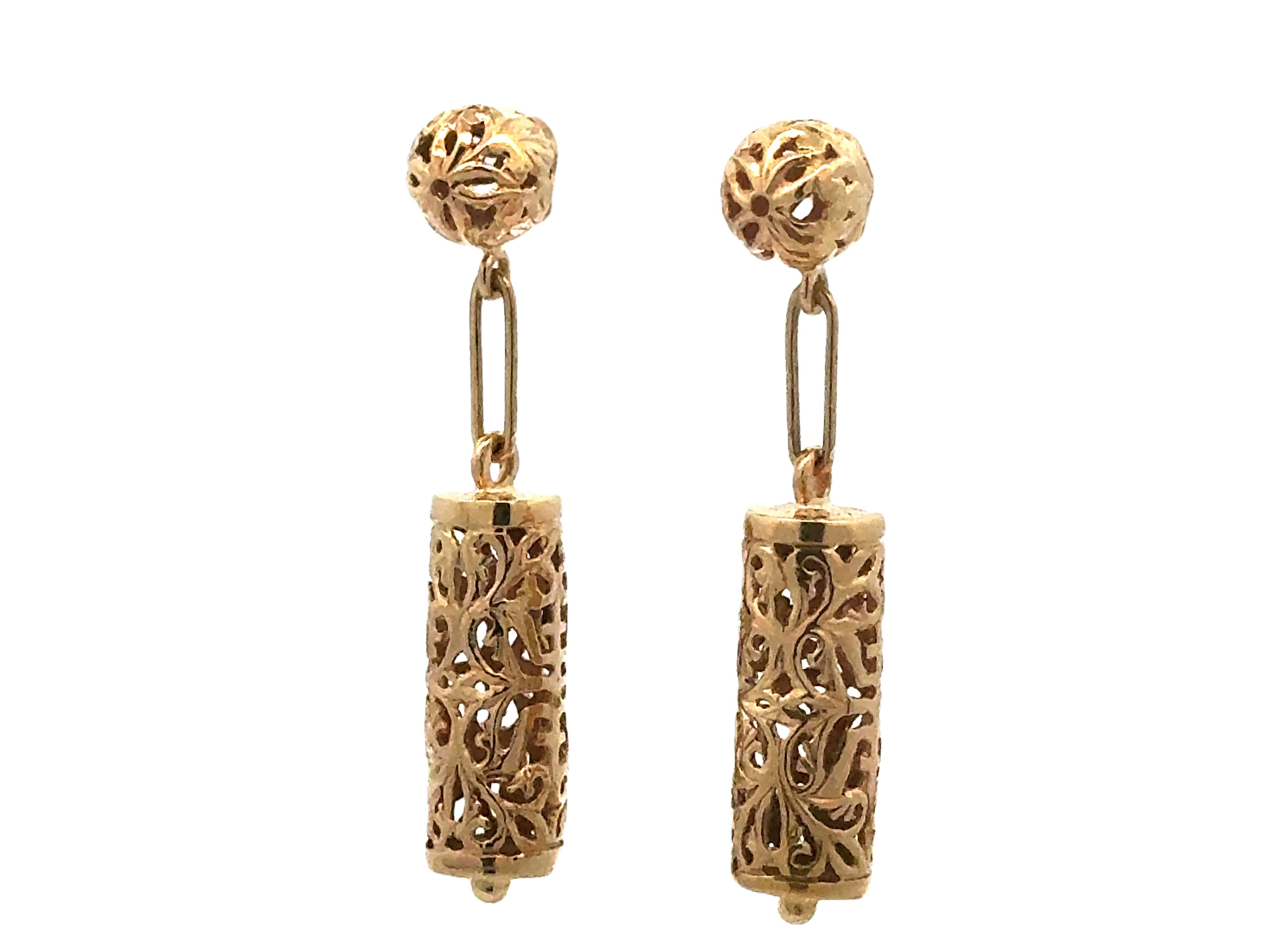 Ming Ming Longevity - Orecchini a pergamena aperti in oro giallo 14 carati In condizioni ottime in vendita a Honolulu, HI