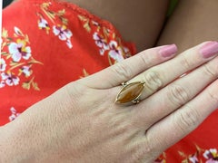 Mings Marquis Red Jade Ring in 14k Yellow Gold