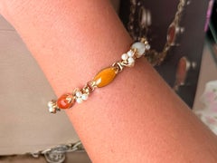 Ming Ming Bracelet à maillons en or jaune 14K avec perles de jade marquées de plusieurs couleurs