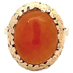 Mings Orange Jade Ring in 14k Yellow Gold