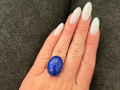 Mings Oval Cabochon Lapis Lazuli Ring 14k Yellow Gold