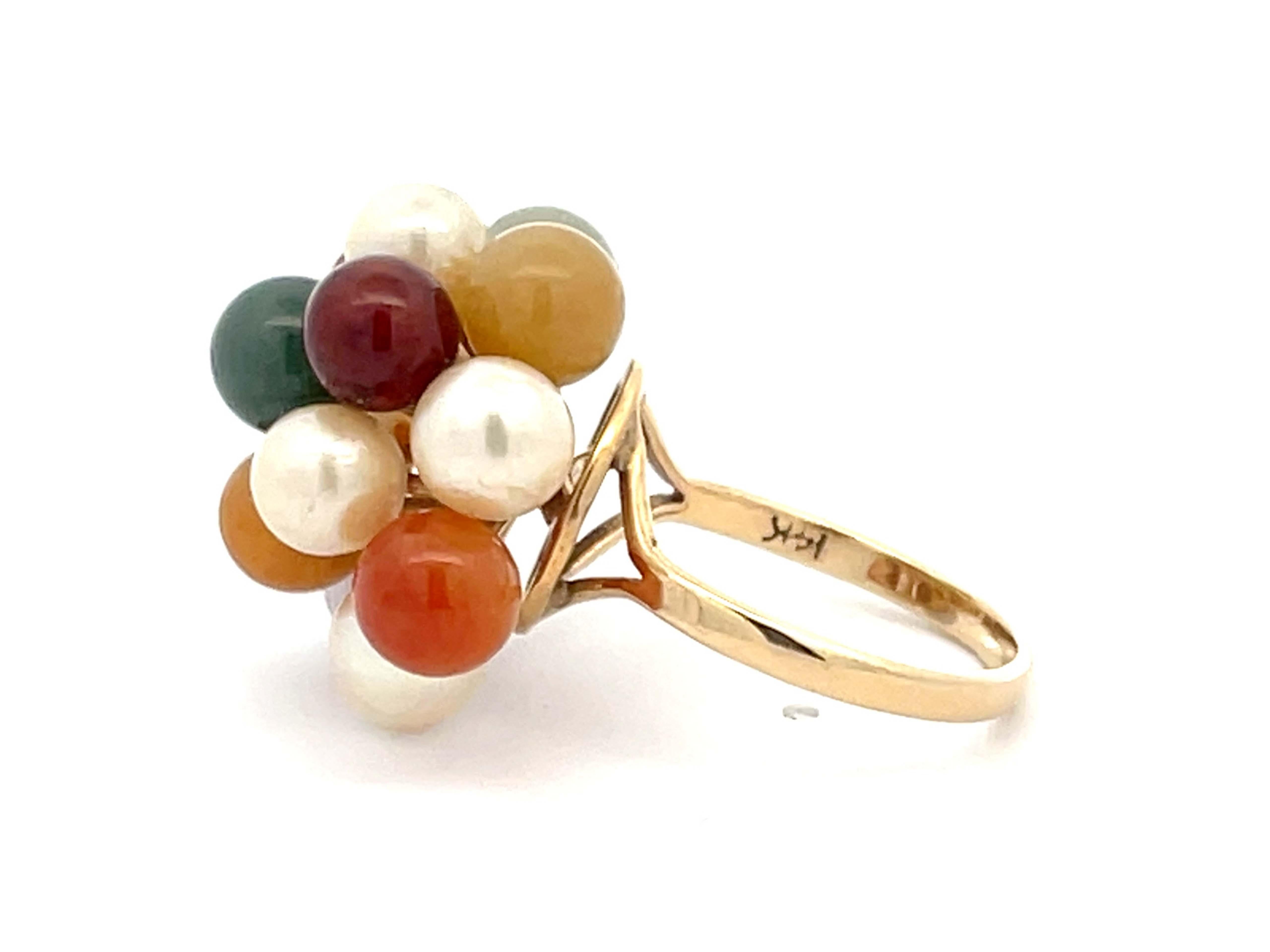 Mings Perlen- und farbenfroher Jade-Ring aus 14k Gelbgold Damen