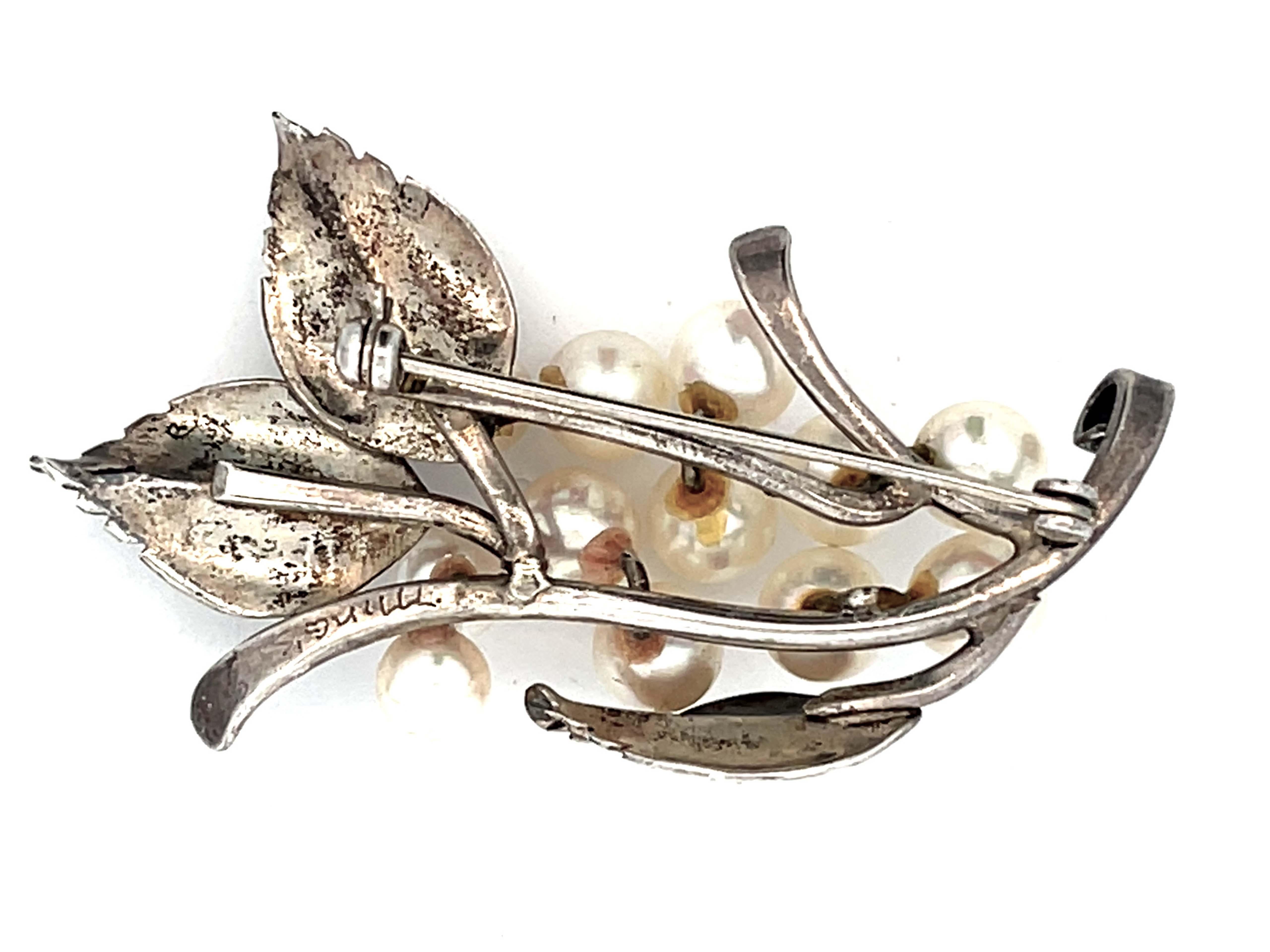 Modern Mings Pearl Brooch in Sterling Silver For Sale