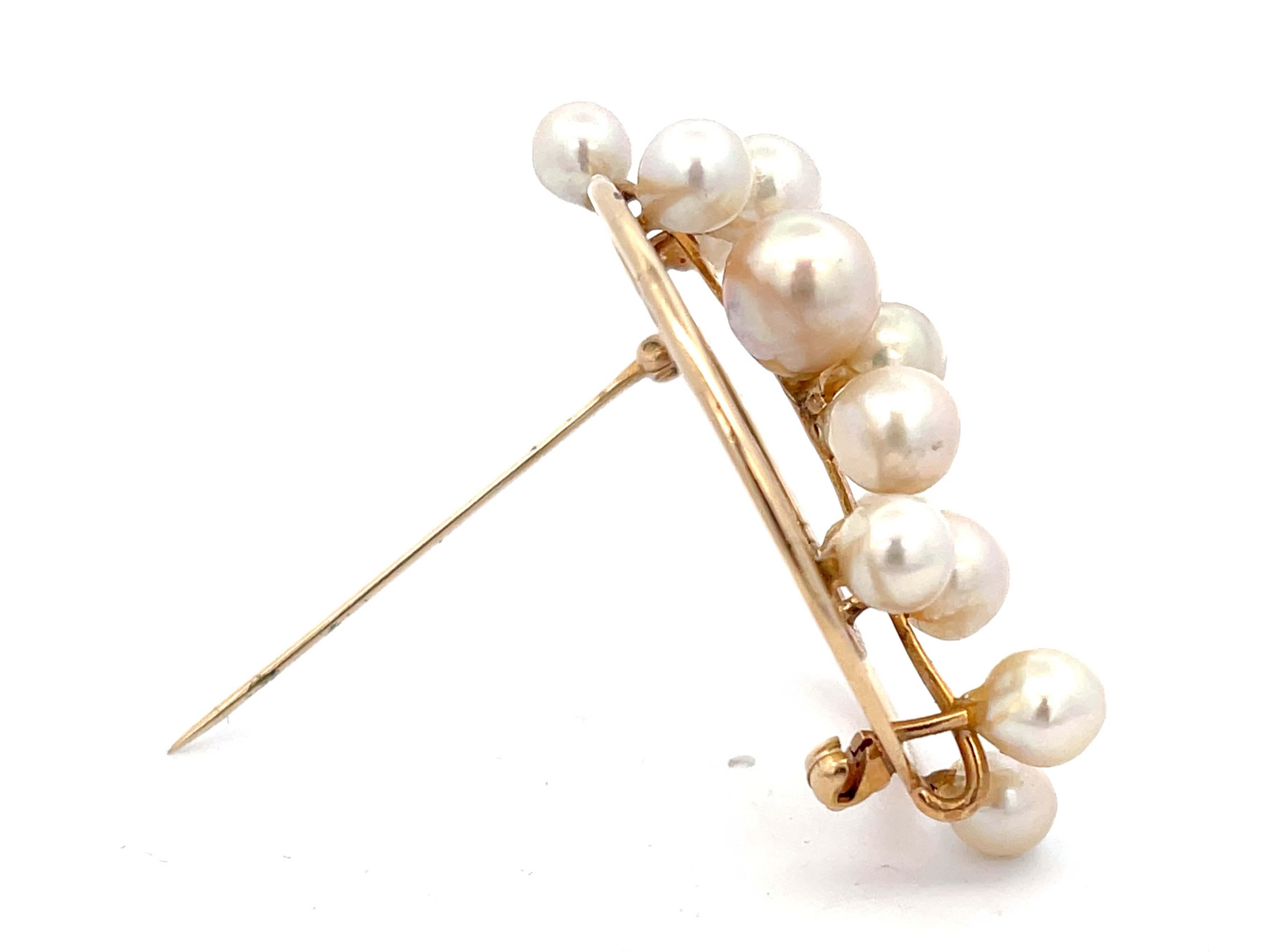 Mings Pearl Circle Brooch in 14k Yellow Gold In Excellent Condition For Sale In Honolulu, HI
