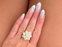 Mings Pearl Cluster Ring 14K Yellow Gold Size 7