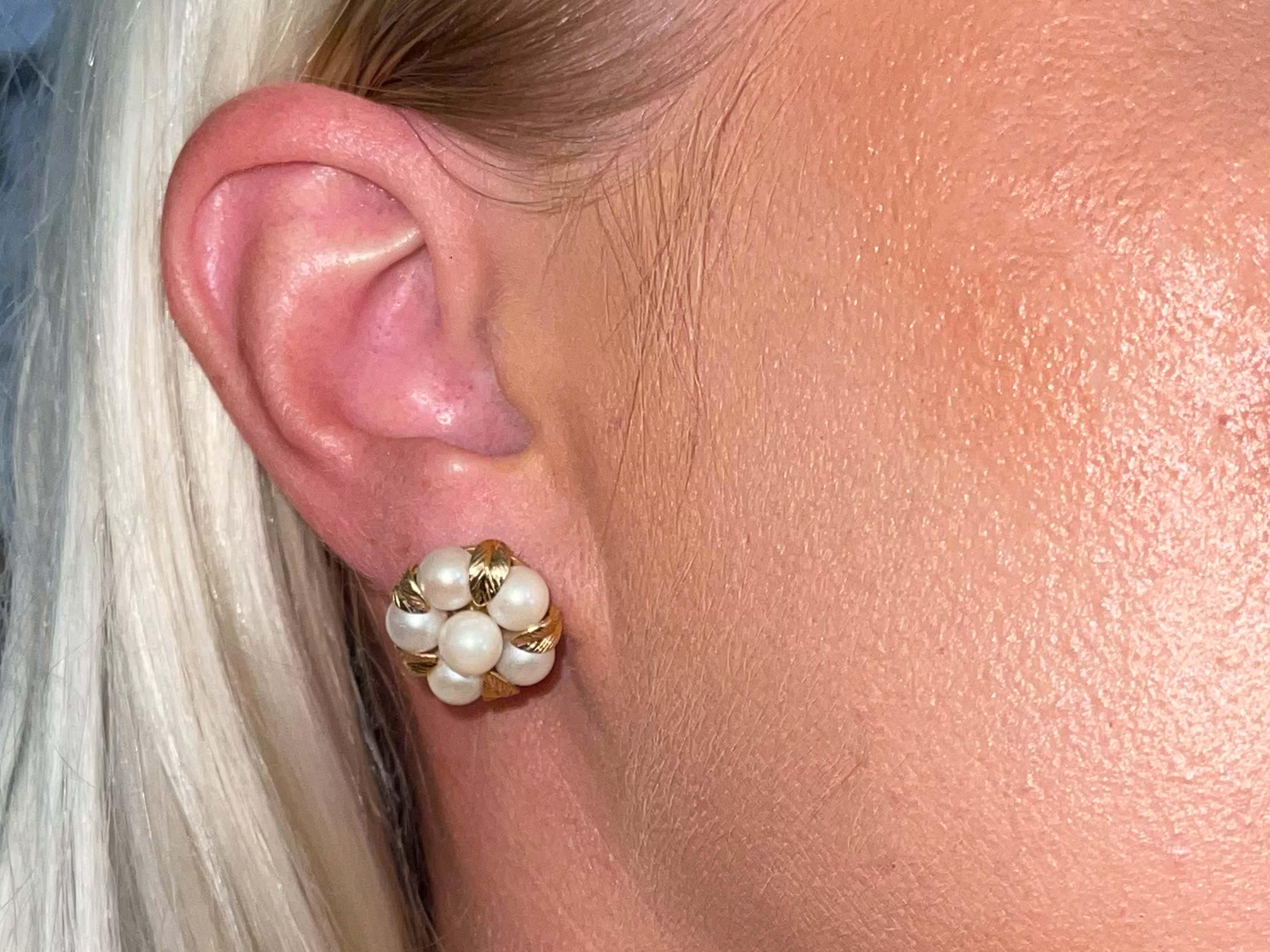 Earrings Specifications:

​​Designer: Ming's

Style: Pearl Flower & Gold Leaf Earrings

Metal: 14k Yellow Gold

Total Weight: 7.3 Grams

Pearl: Akoya Pearls

Stamped: 