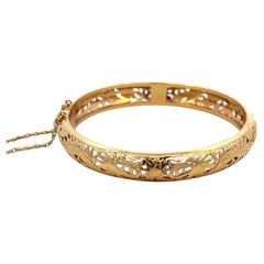 Ming's Phoenix Double Dragon Gold Hinged Bangle 14K Yellow Gold