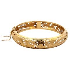 Ming's Phoenix Dragon Gold Hinged Bangle 14K Yellow Gold