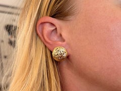 Ming's Phoenix Round Omega Back Earrings 14K Yellow Gold
