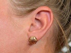 Ming's Pierced Longevity Hexagon Shape Stud Earrings 14K Yellow Gold