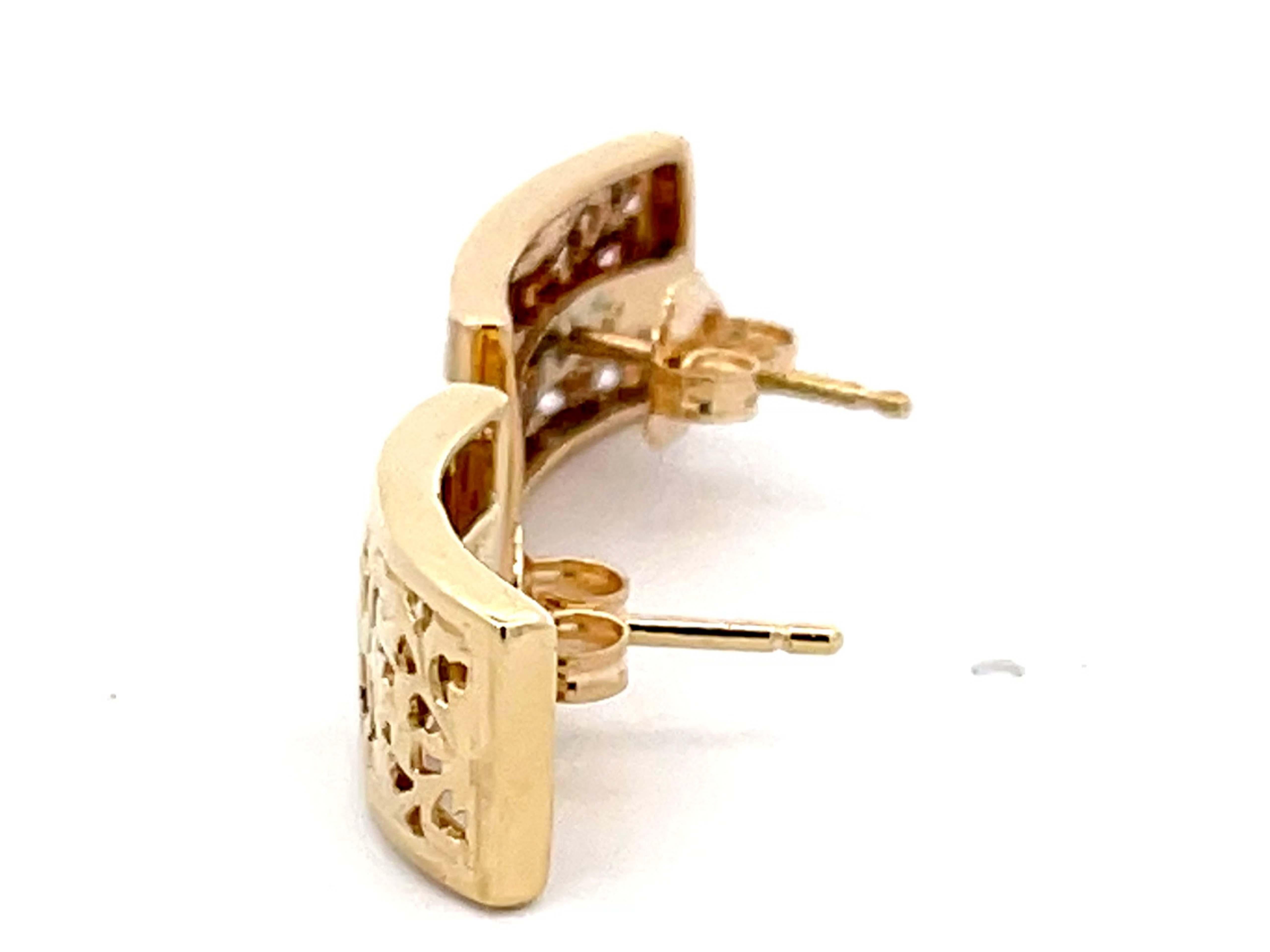 14k gold rectangle earrings