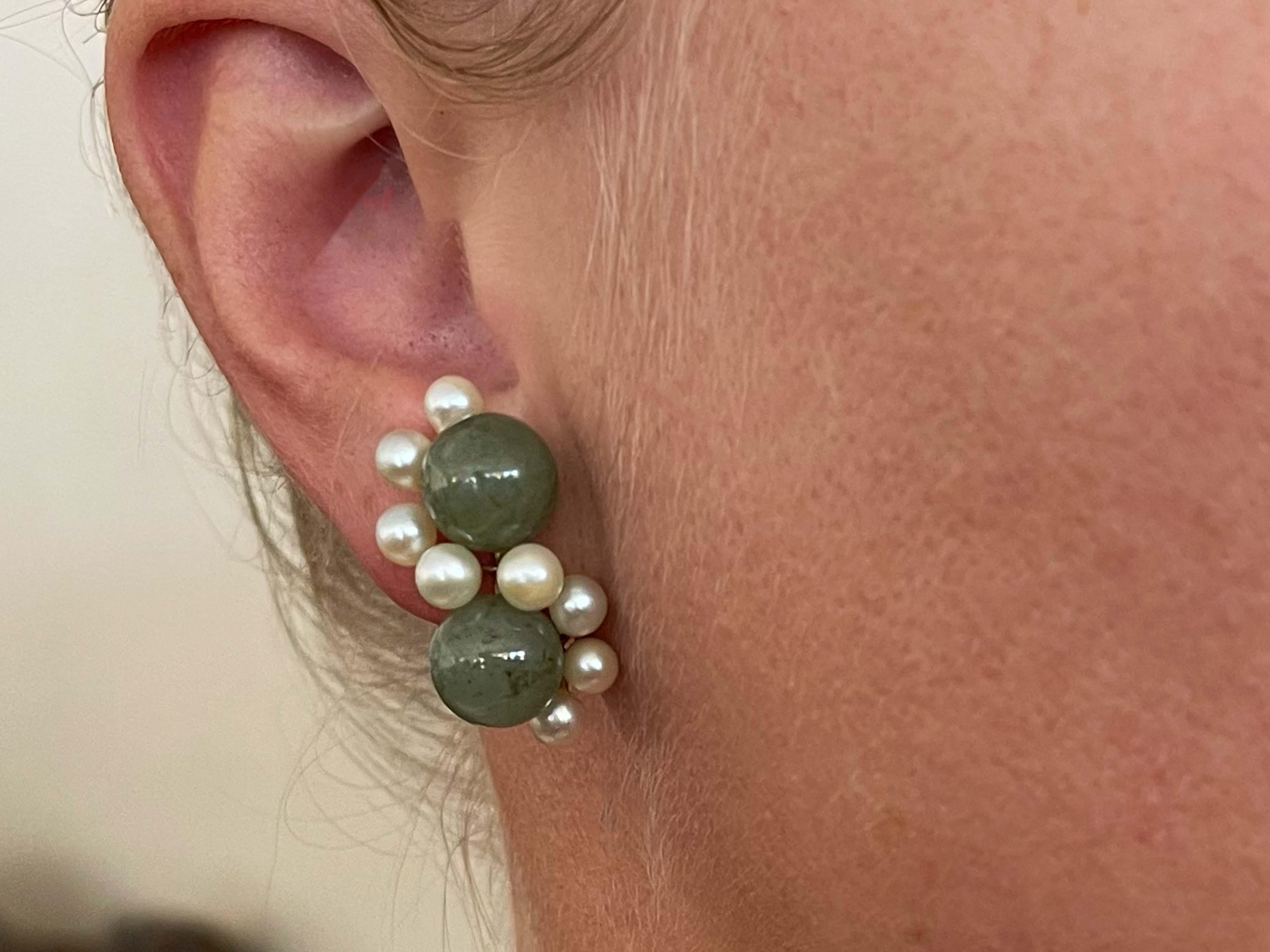 Earrings Specifications:

Designer: Ming's

Metal: 14K Yellow Gold

Pearls: Akoya Pearls
​
​Jade: Natural Green jade

Total Weight: 13.0 Grams

Earring Measurements: ~1