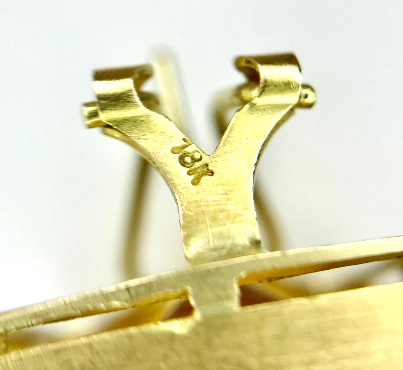 Women's Ming's Square Citrine Omega Back 18 Karat Yellow Gold Earrings For Sale