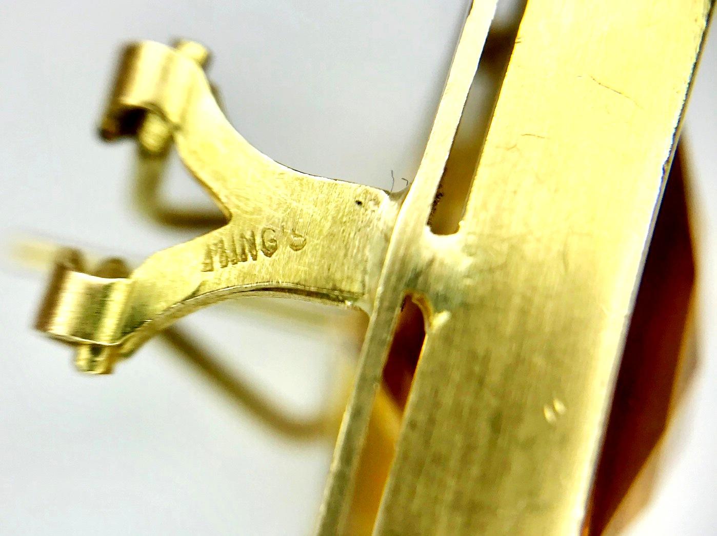 Ming's Square Citrine Omega Back 18 Karat Yellow Gold Earrings For Sale 1