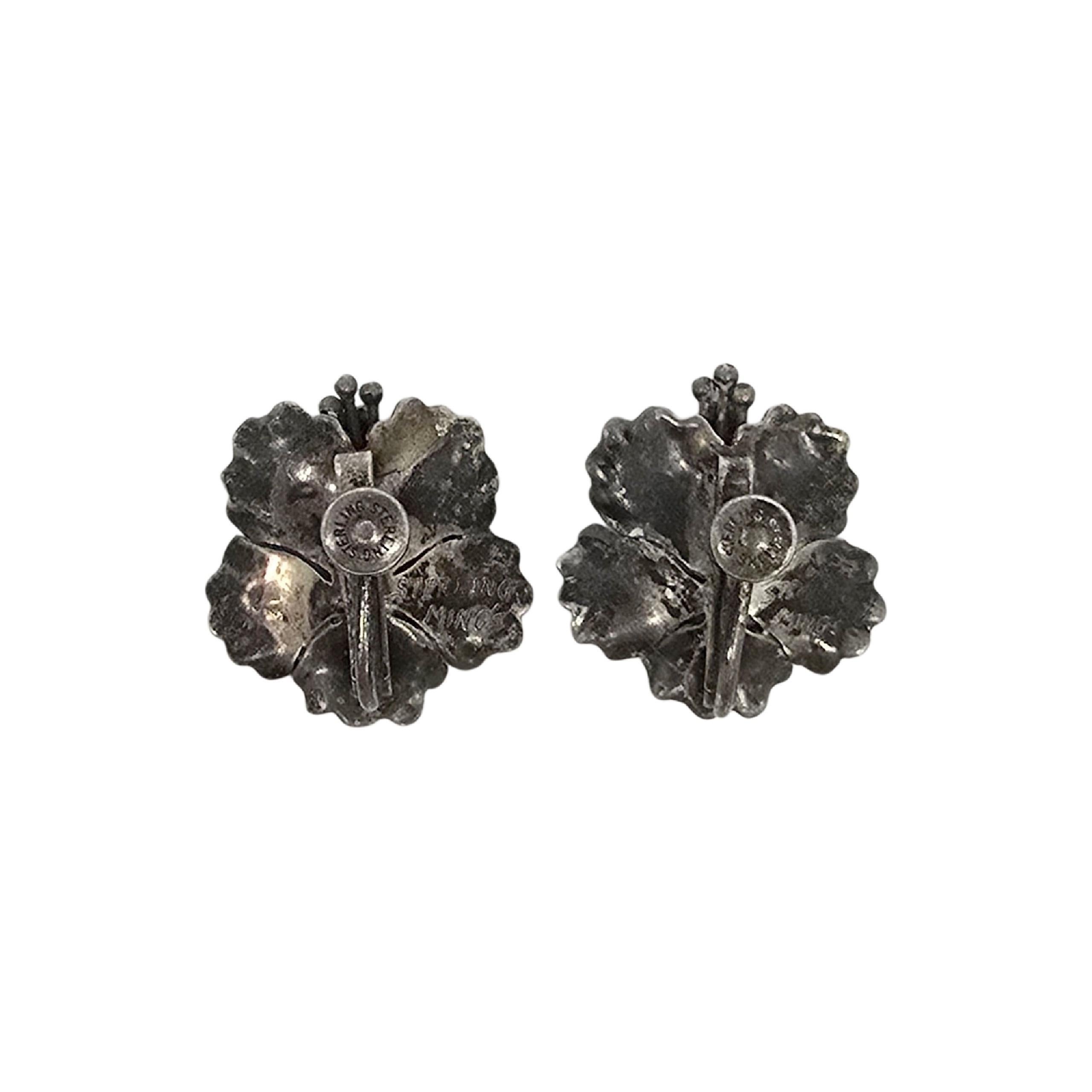 Donna Set di spille e orecchini a clip con fiore di ibisco in argento 925 di Ming Ming #22842 in vendita