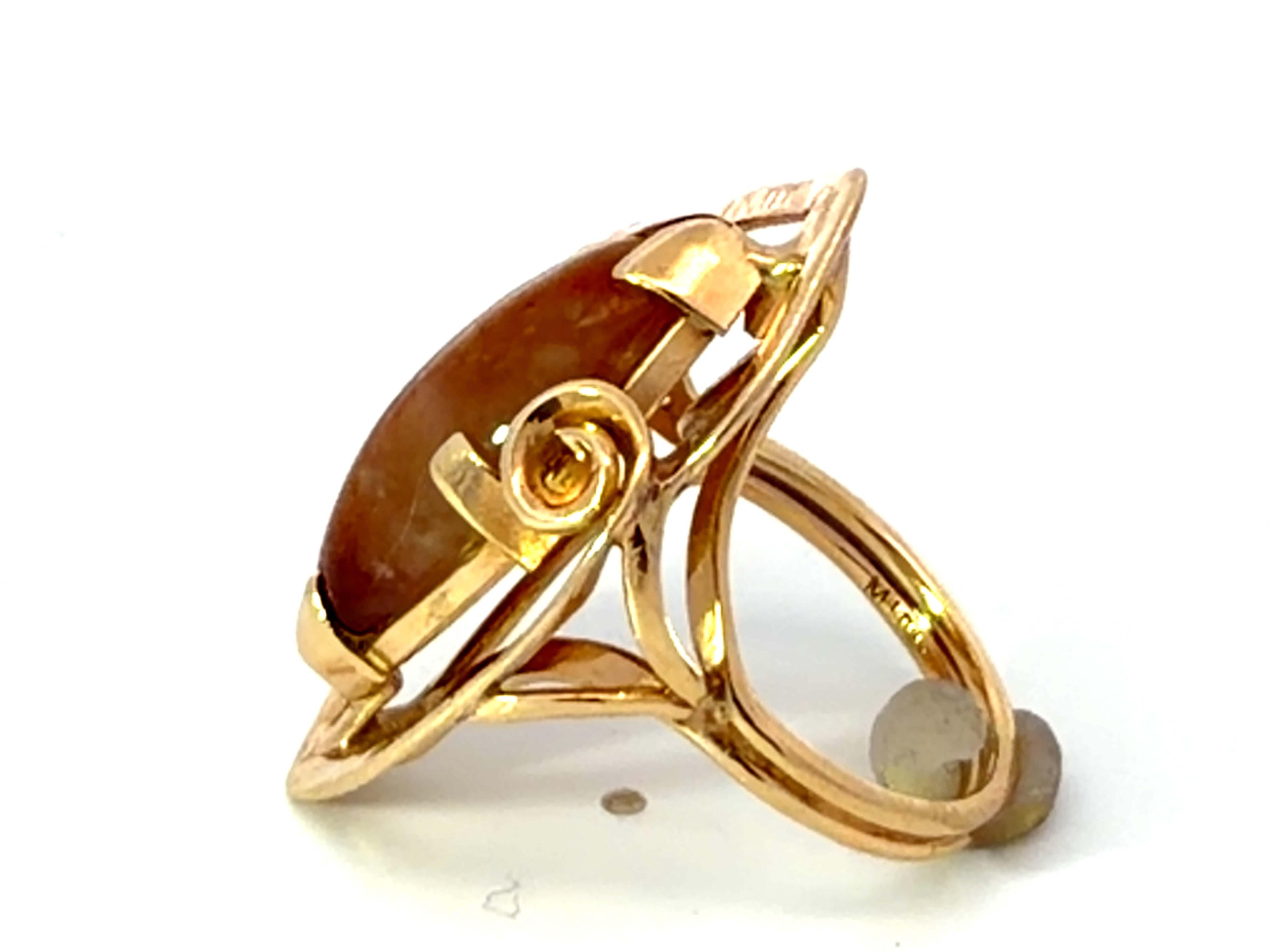 Ring Tan Mings Tan and Orange Bicolor Jade Vein Marquise Ring 14k Yellow Gold ...