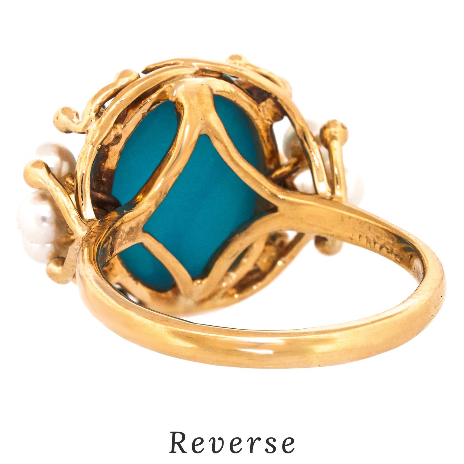 Mings Turquoise and Pearl Ring 5