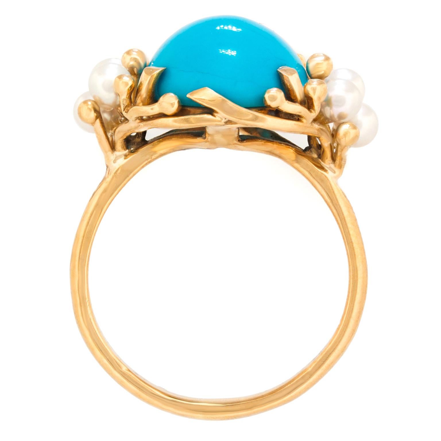Mings Turquoise and Pearl Ring 1