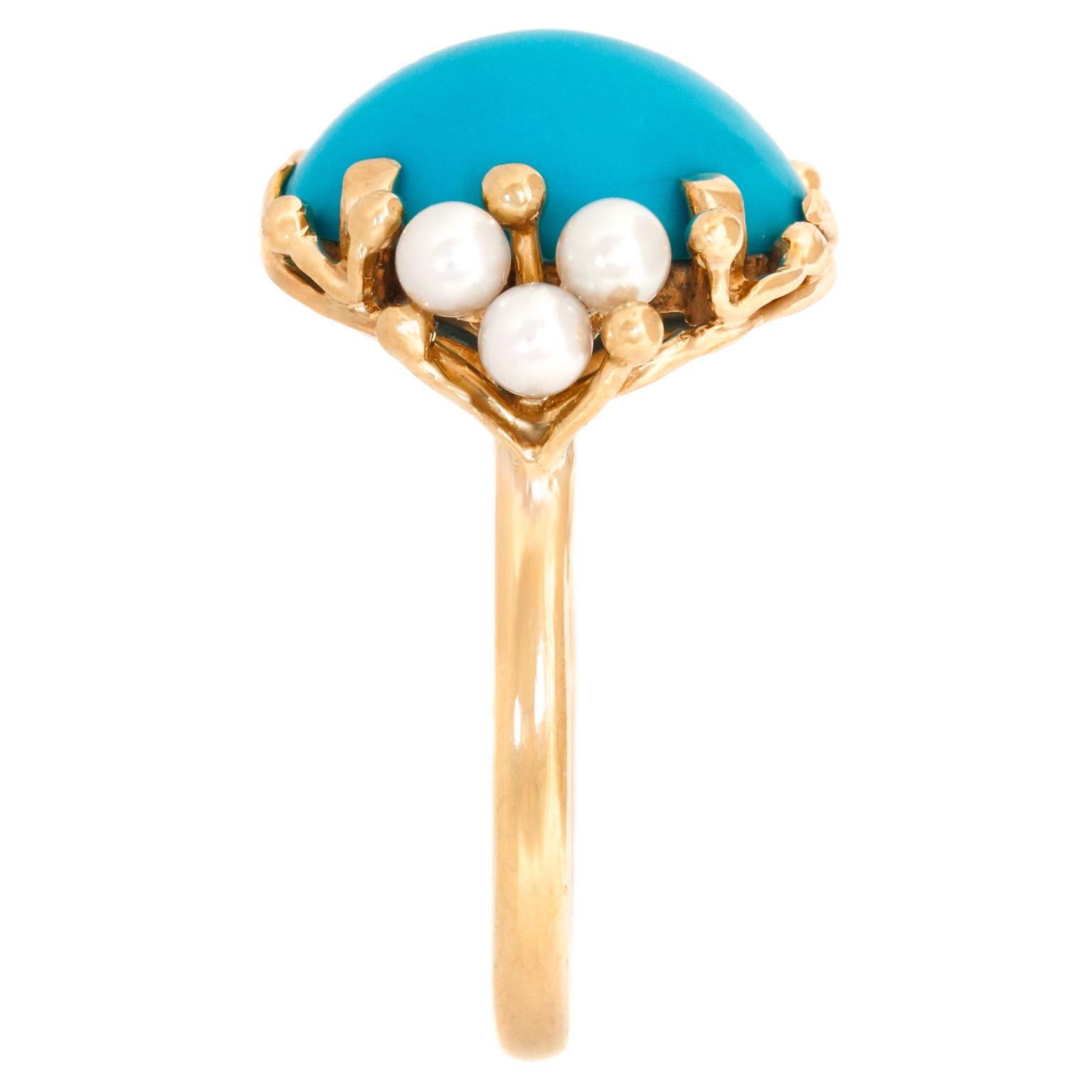 Mings Turquoise and Pearl Ring 3