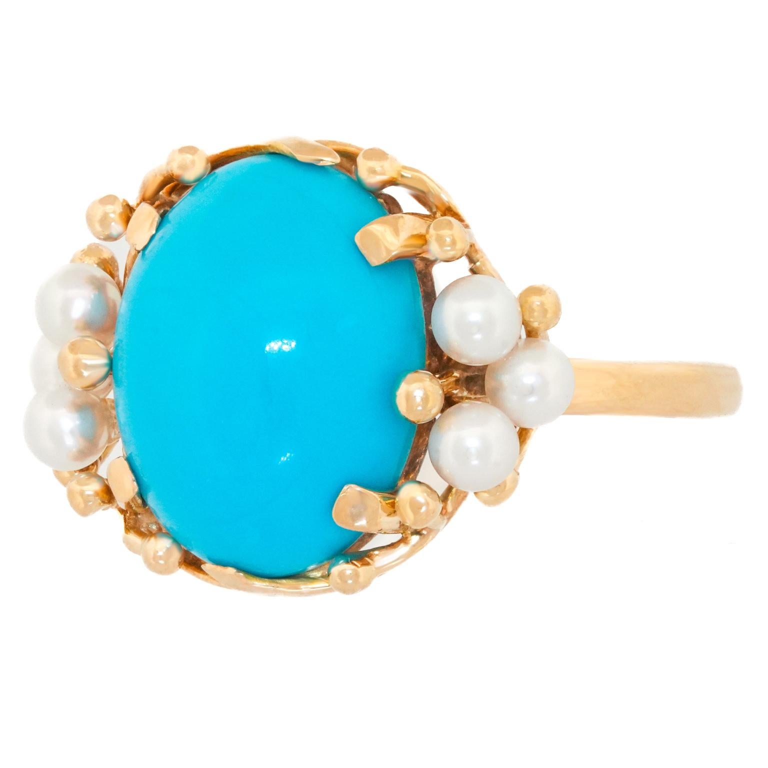 Mings Turquoise and Pearl Ring 4