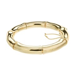 Mings Yellow Gold Hinged Bamboo Bangle Bracelet