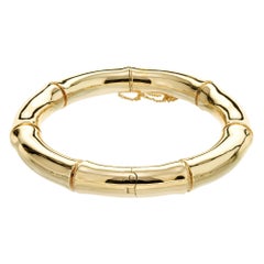 Mings Yellow Gold Hinged Bamboo Bangle Bracelet