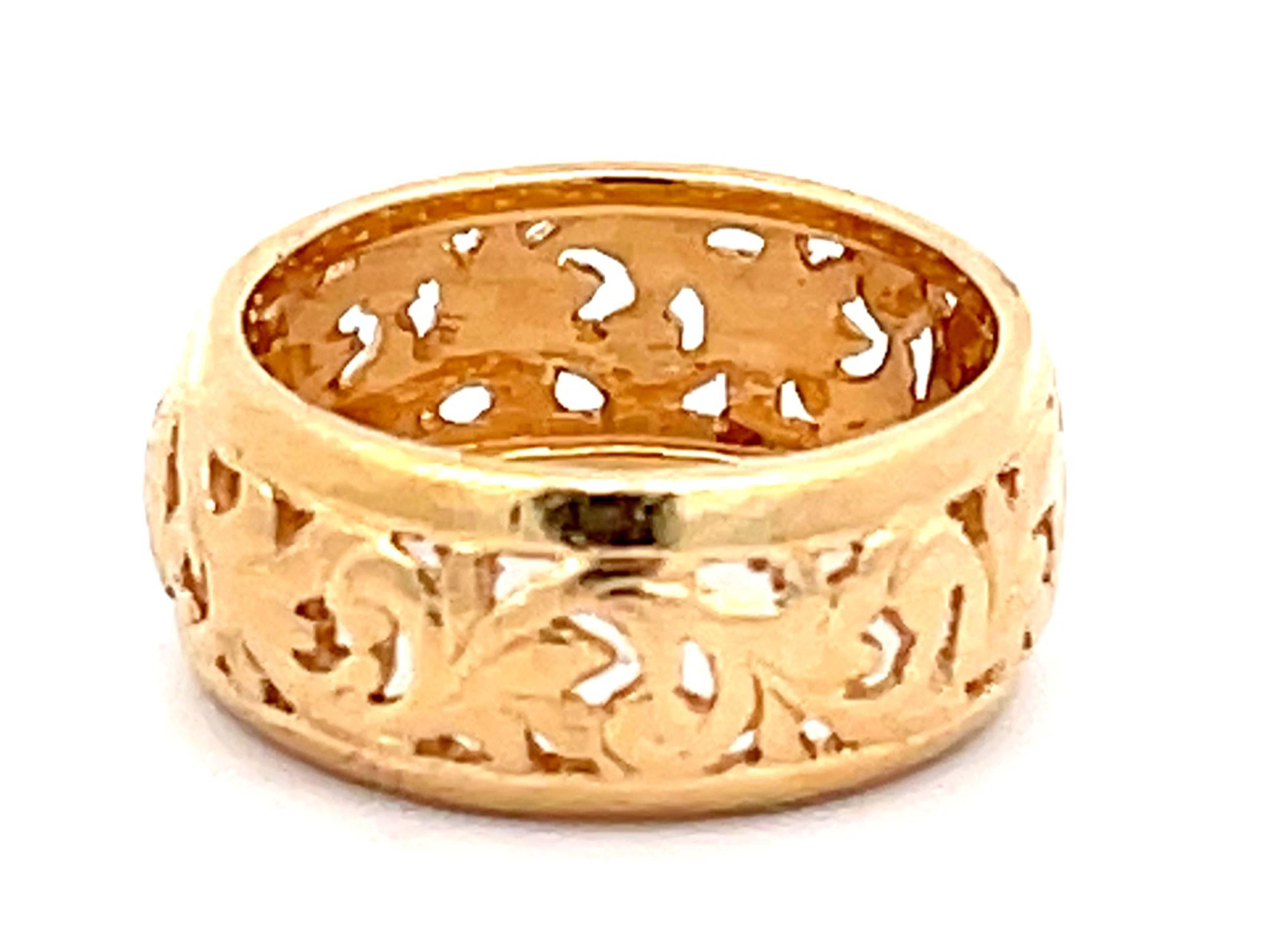 Modern Mings Yin and Yang Cutout Band Ring in 14k Yellow Gold For Sale