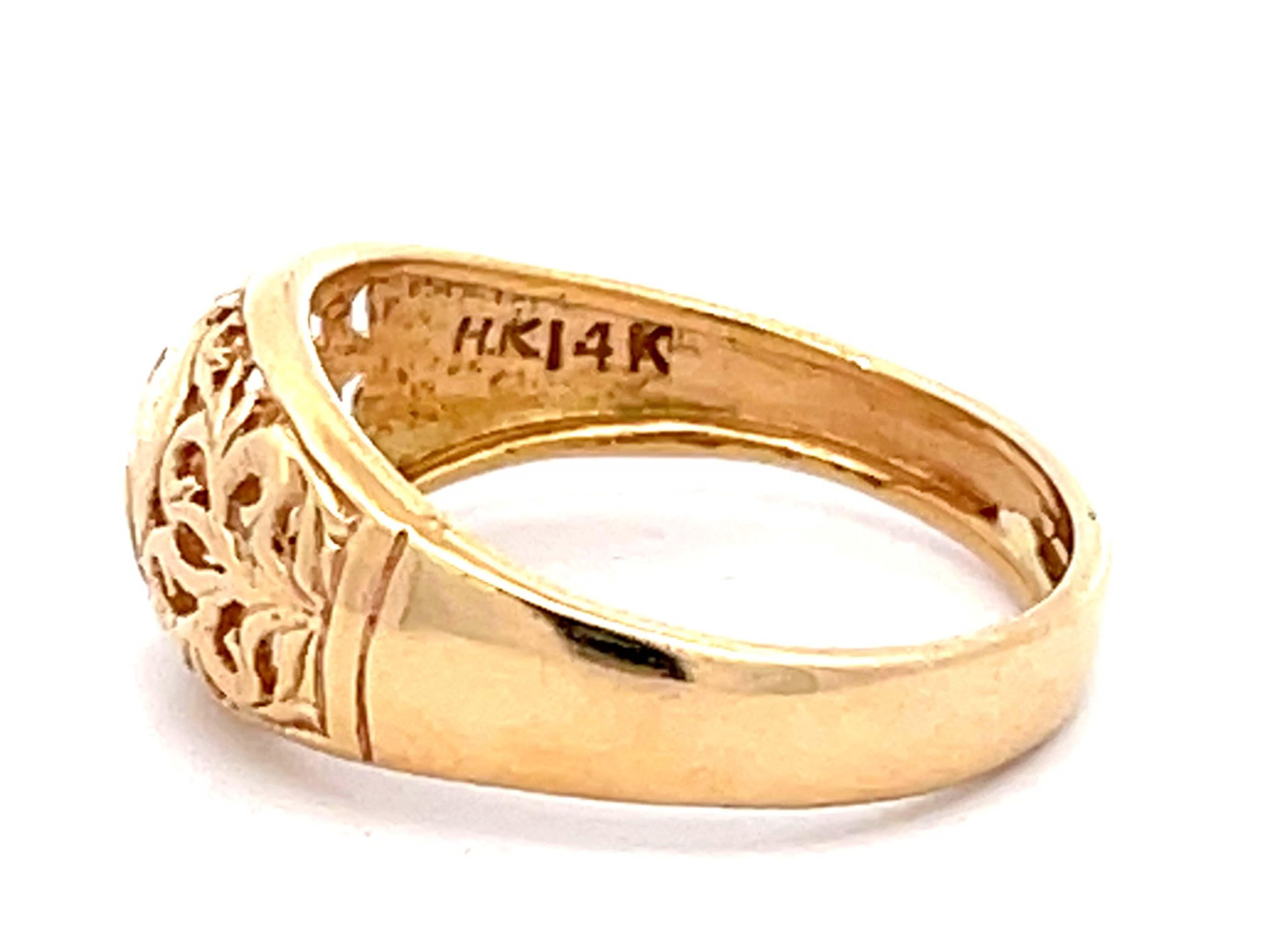 Mings Yin and Yang Cutout Dome Ring in 14k Yellow Gold In Excellent Condition In Honolulu, HI