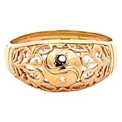 Vintage Mings Yin and Yang Cutout Dome Ring in 14k Yellow Gold