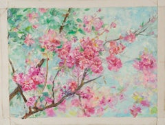 Mingyan Li Floral Original Oil On Canvas "Peach Blossom"