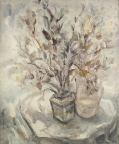 Ming Yan Li Impressionistisches Original Ölgemälde auf Leinwand „On The Side Table“ von Ming Yan Li