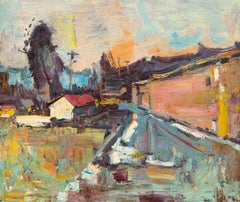 MingYan Li Landscape Original Oil On Canvas "Afterglow" (Paysage original à l'huile sur toile)